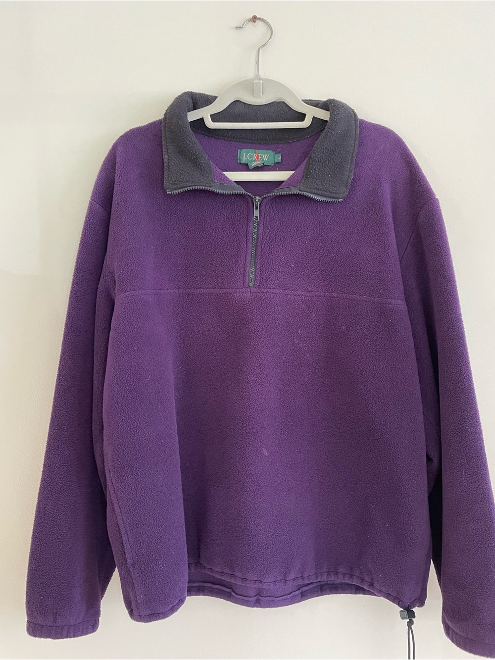 J. Crew vintage 90’s Purple Fleece Half-Zip with Gray Collar Large